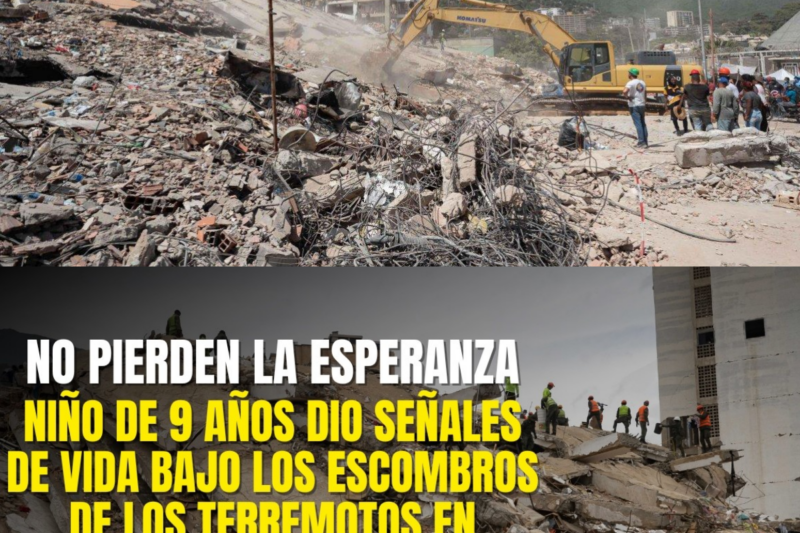 Niño de 9 años dio señales de vida bajo los escombros de los terremotos en Venezuela 15 días después