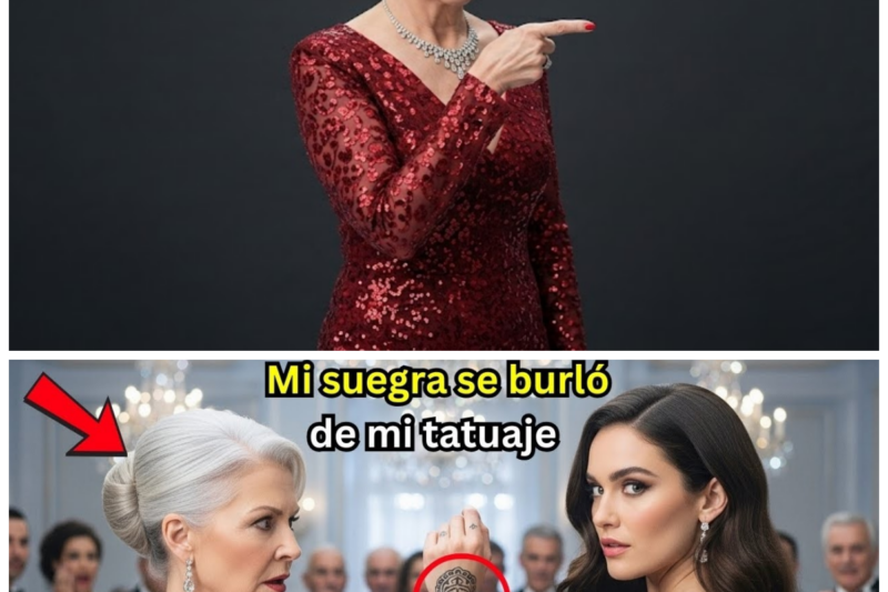 Imaginen que un pequeño tatuaje, una marca en su piel que cuenta la historia de su vida, se convierte en el arma que su suegra usa para humillarlos públicamente en la fiesta más importante del año.  Hoy les contaré la historia de una mujer que fue ridiculizada por su suegra por tener un tatuaje, un supuesto símbolo de su baja clase y de un pasado vulgar.  Pero lo que esa arrogante matriarca no sabía es que no estaba insultando un simple dibujo, estaba insultando la llave de una de las fortunas más grandes y secretas del mundo.  Y la mujer a la que intentaba destruir no era una advenediza, era una herederá disfrazada, a punto de usar esa misma llave para despojarla de su reino y sentenciarla a la ruina en una de las venganzas más espectaculares y calculadas que jamás hayan presenciado.  Para entender la bomba de relojería que estaba a punto de estallar en esa gala benéfica, primero debemos adentrarnos en el mundo de secretos y apariencias de nuestros protagonistas.  Nuestra heroína es Camila.  Para el mundo y especialmente para su nueva familia política, Los Formidables de la Garza, Camila era un misterio.  Era una mujer de una belleza serena y una inteligencia tranquila, pero con un pasado del que nunca hablaba.  Se había casado con Alejandro, el hijo menor de la dinastía, un hombre de buen corazón que se había enamorado de ella precisamente por ese aire de enigma.  Lo único que se sabía de ella era que era huérfana y que se había abierto camino en el mundo como una consultora de seguridad de alto nivel, una profesión que los de la Garza consideraban poco femenina y sospechosa.  La matriarca de la familia, doña Eugenia de la Garza, era la principal antagonista de Camila.