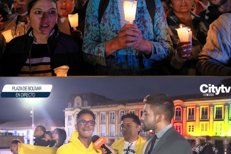 Velatón en el centro de Bogotá tras terremoto en Venezuela