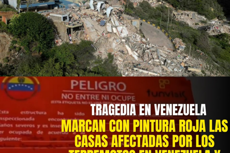 Marcan con pintura roja casas afectadas por los terremotos en Venezuela que quedaron inhabitables